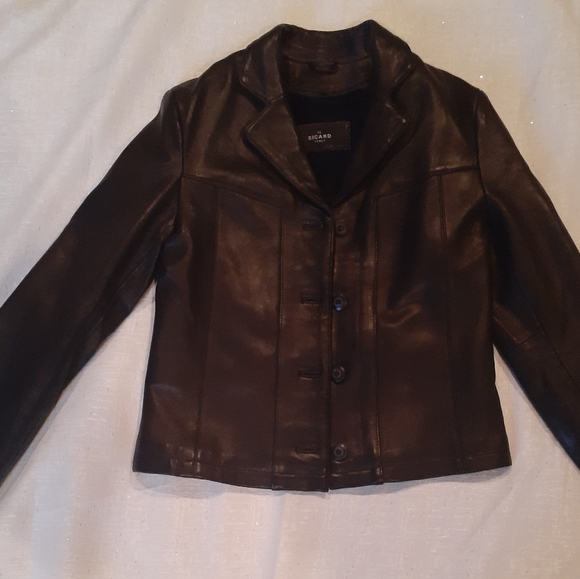 Black Soft Leather Waist Length Jacket - Picture 3 of 8